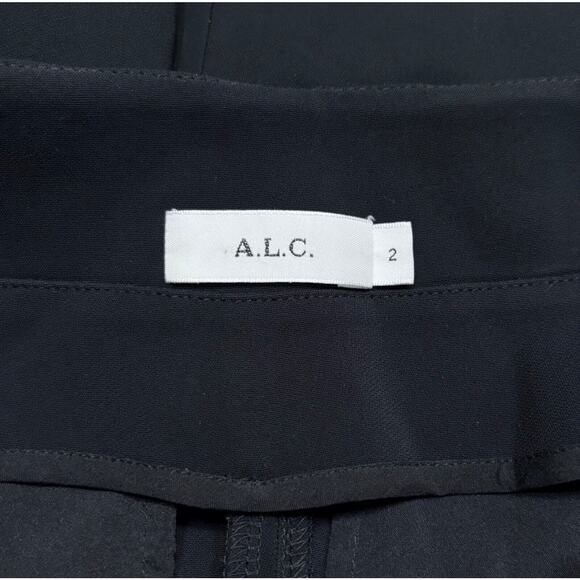 ALC Wide Leg Crop Trousers sz 2 Black 22" Inseam Side-Zip Viscose - Picture 6 of 16